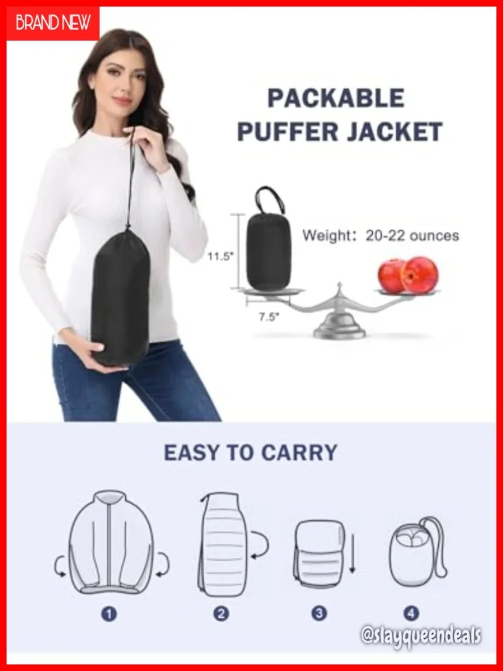 Lightweight Quilted Puffer Coat with Hood Packable Mid-Length Winter Jacket